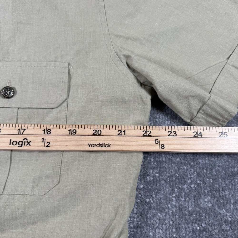 Vintage Italian Military Shirt Men's 16.5 Beige Short Sleeve Button Up Induyco - Picture 5 of 6